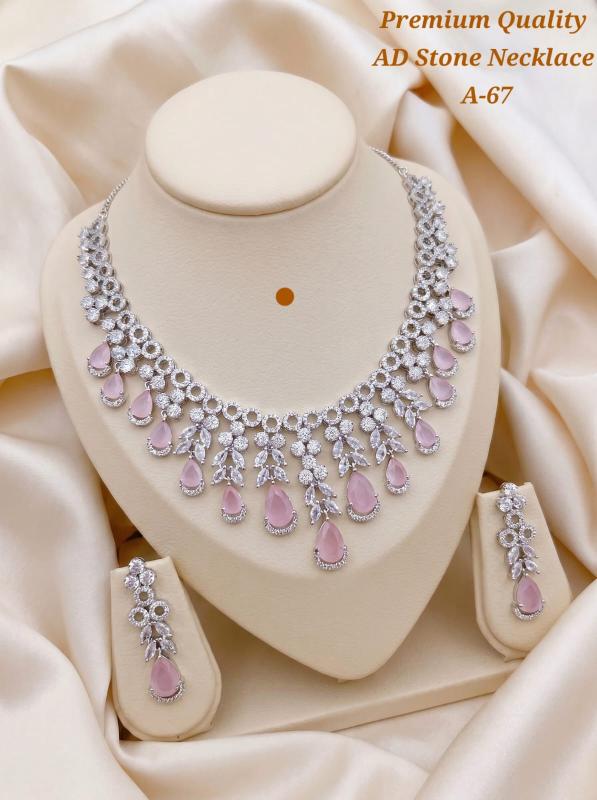 Premium quality ad stone necklace A 67 Imitation jewellery wholesale market in Mumbai